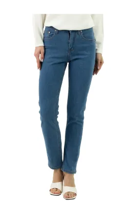 High Rise Zip Straight Cut Jeans