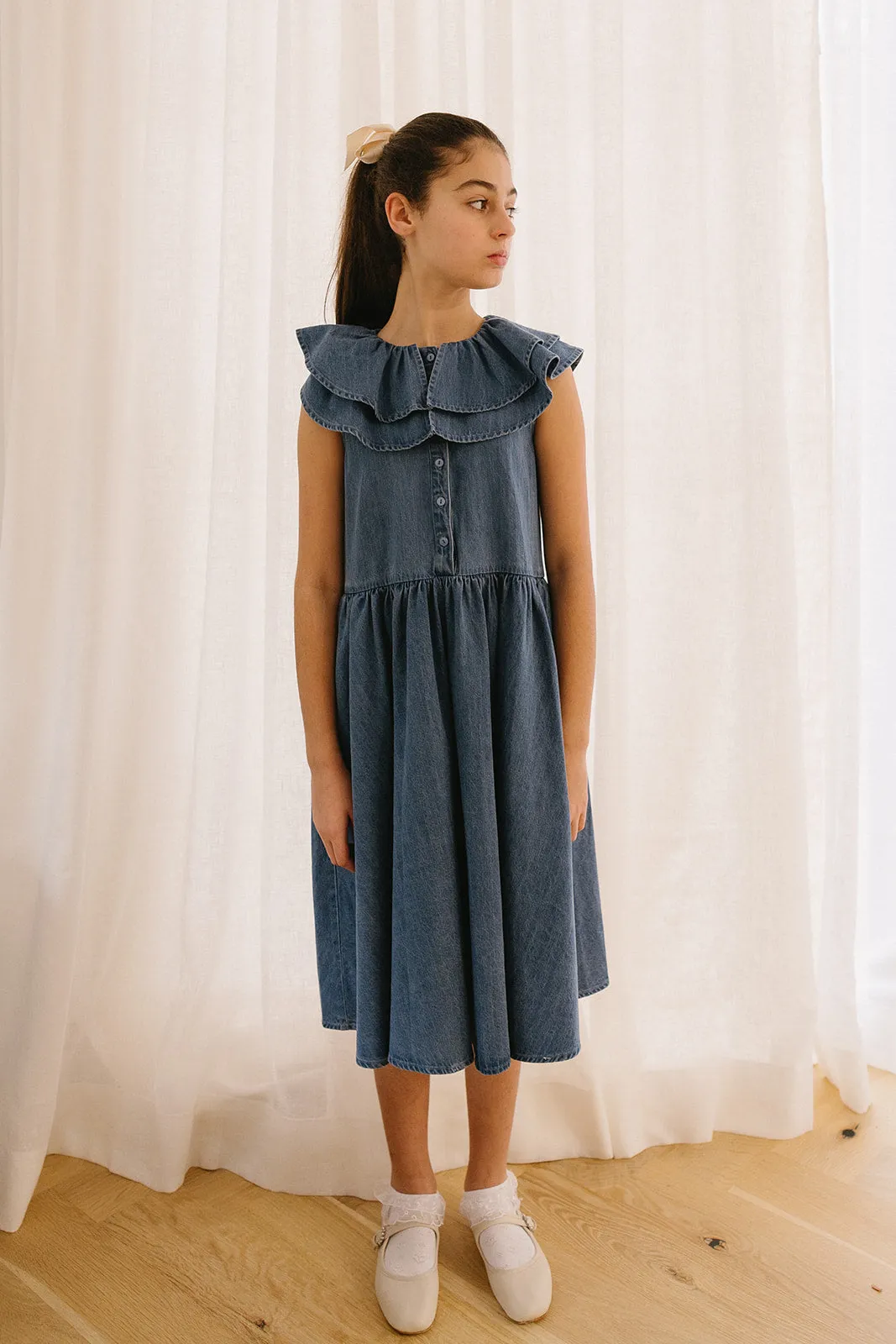 Dark Chambray Collar Dress