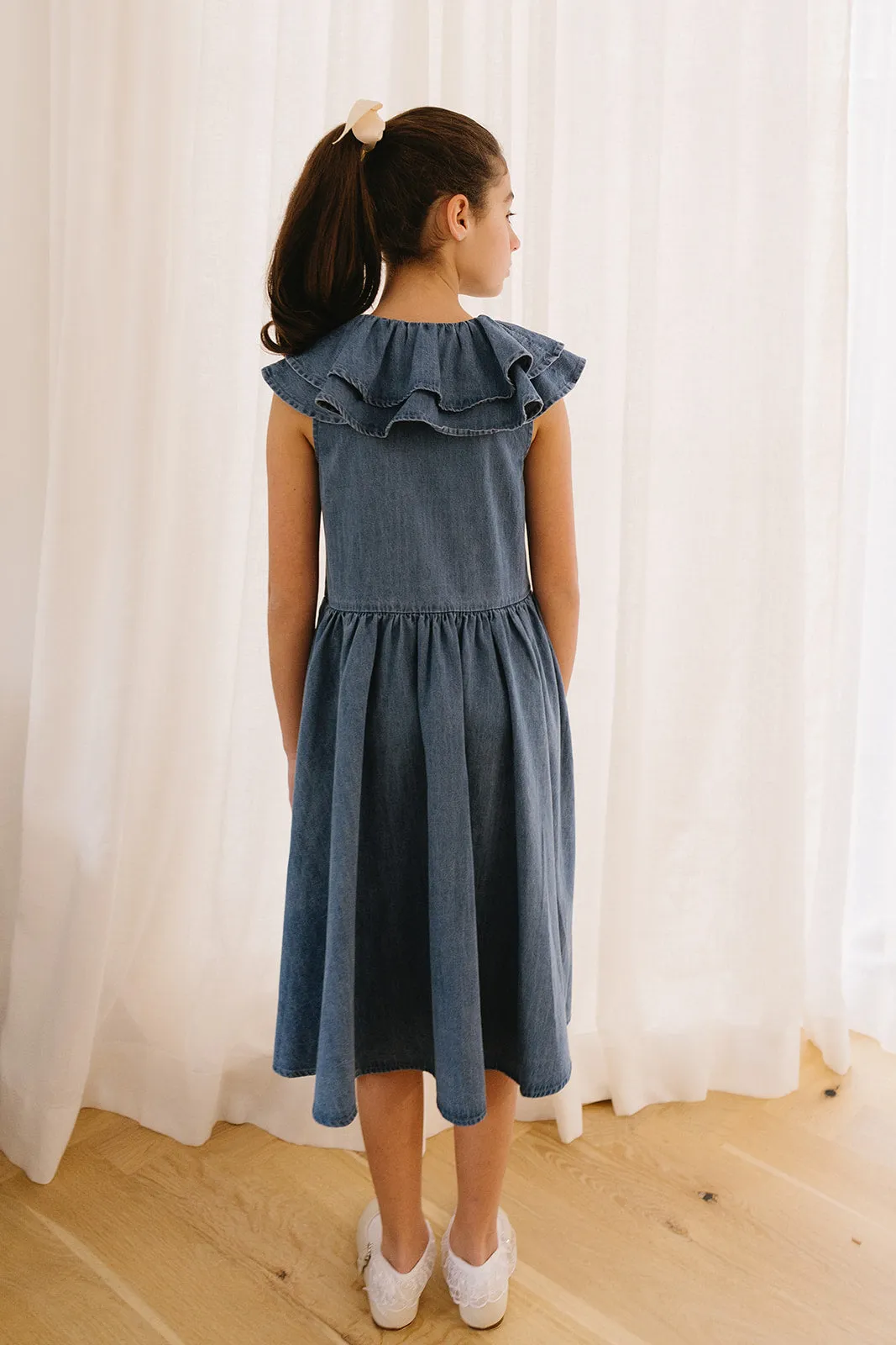 Dark Chambray Collar Dress