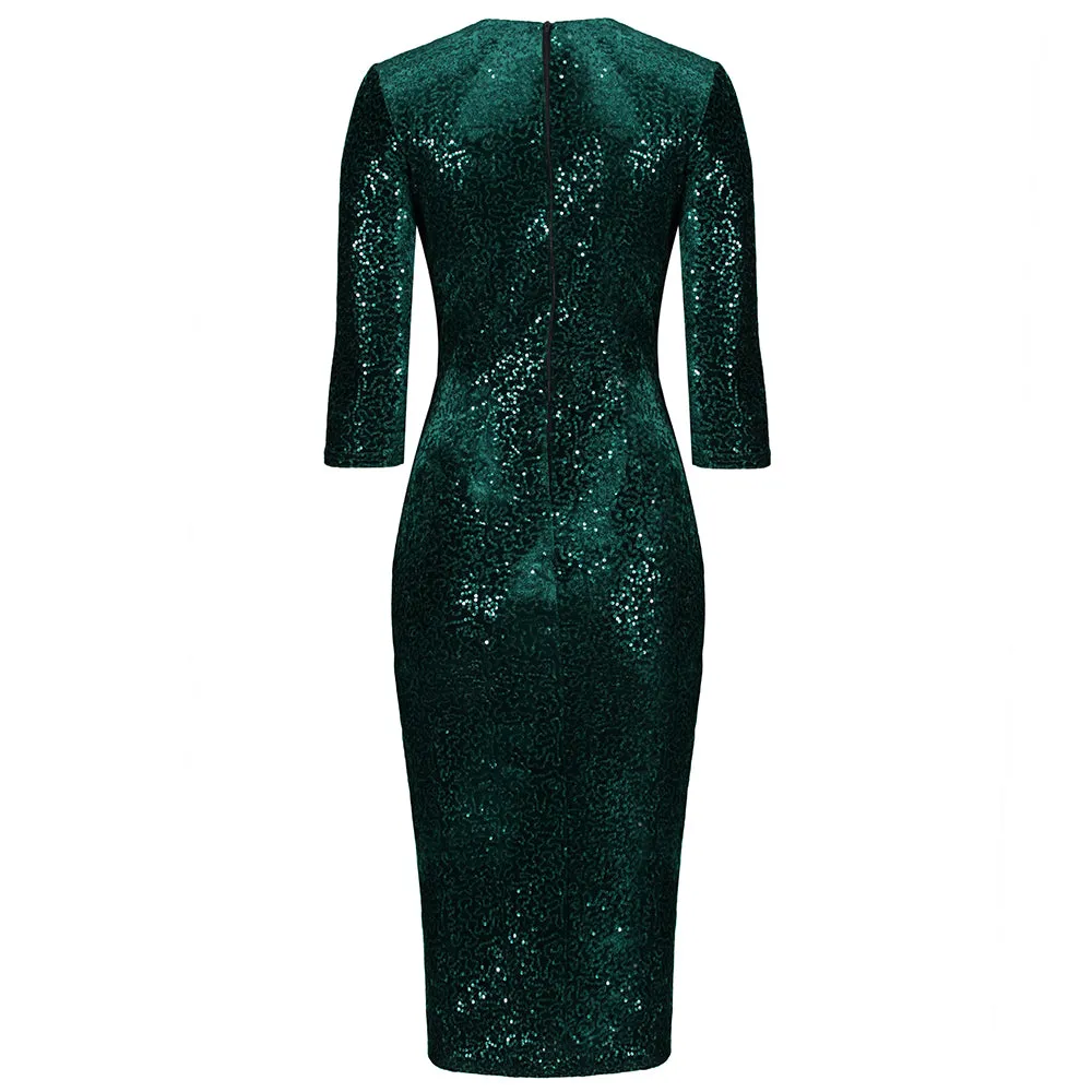 Green Sequin Pencil Dress