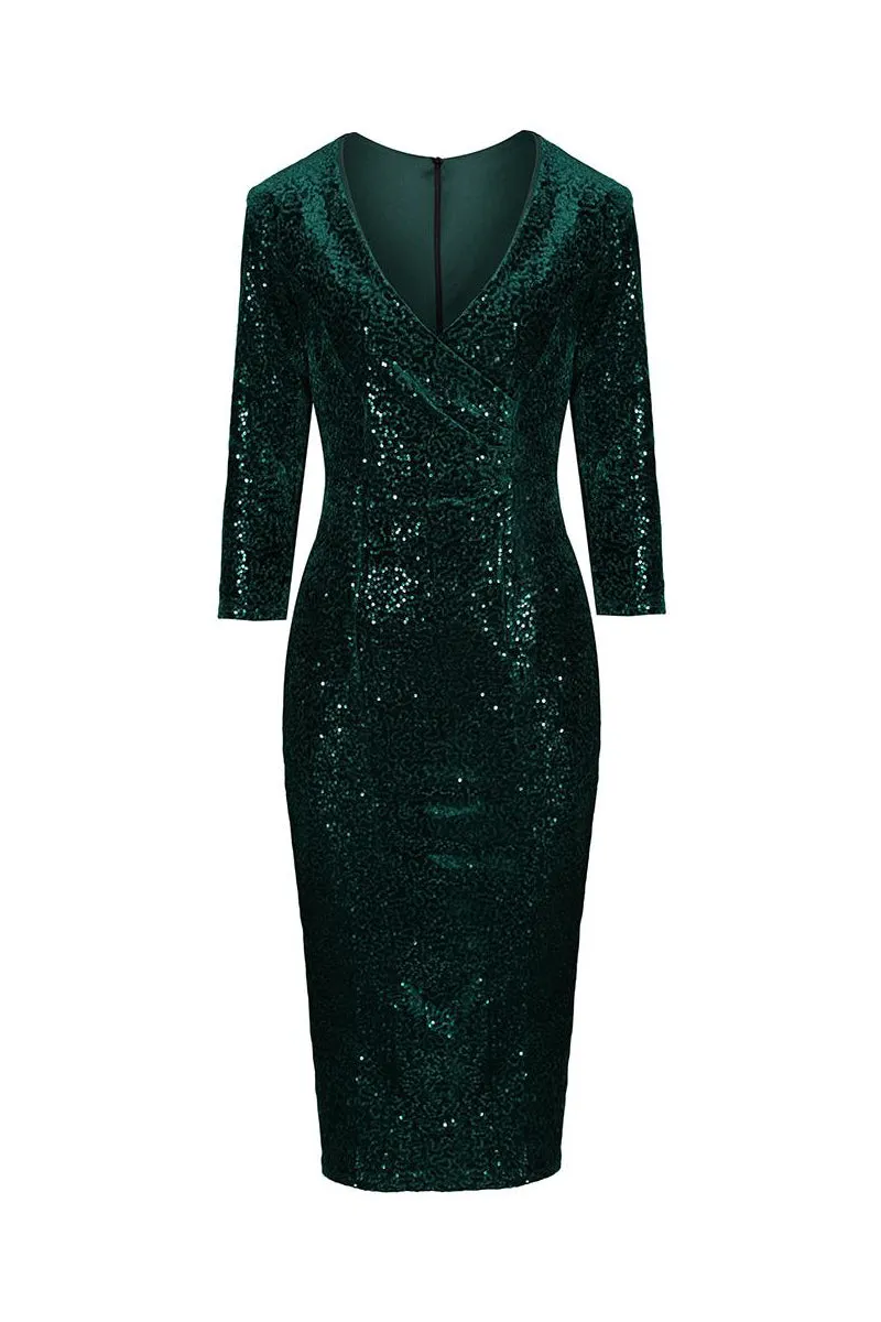 Green Sequin Pencil Dress