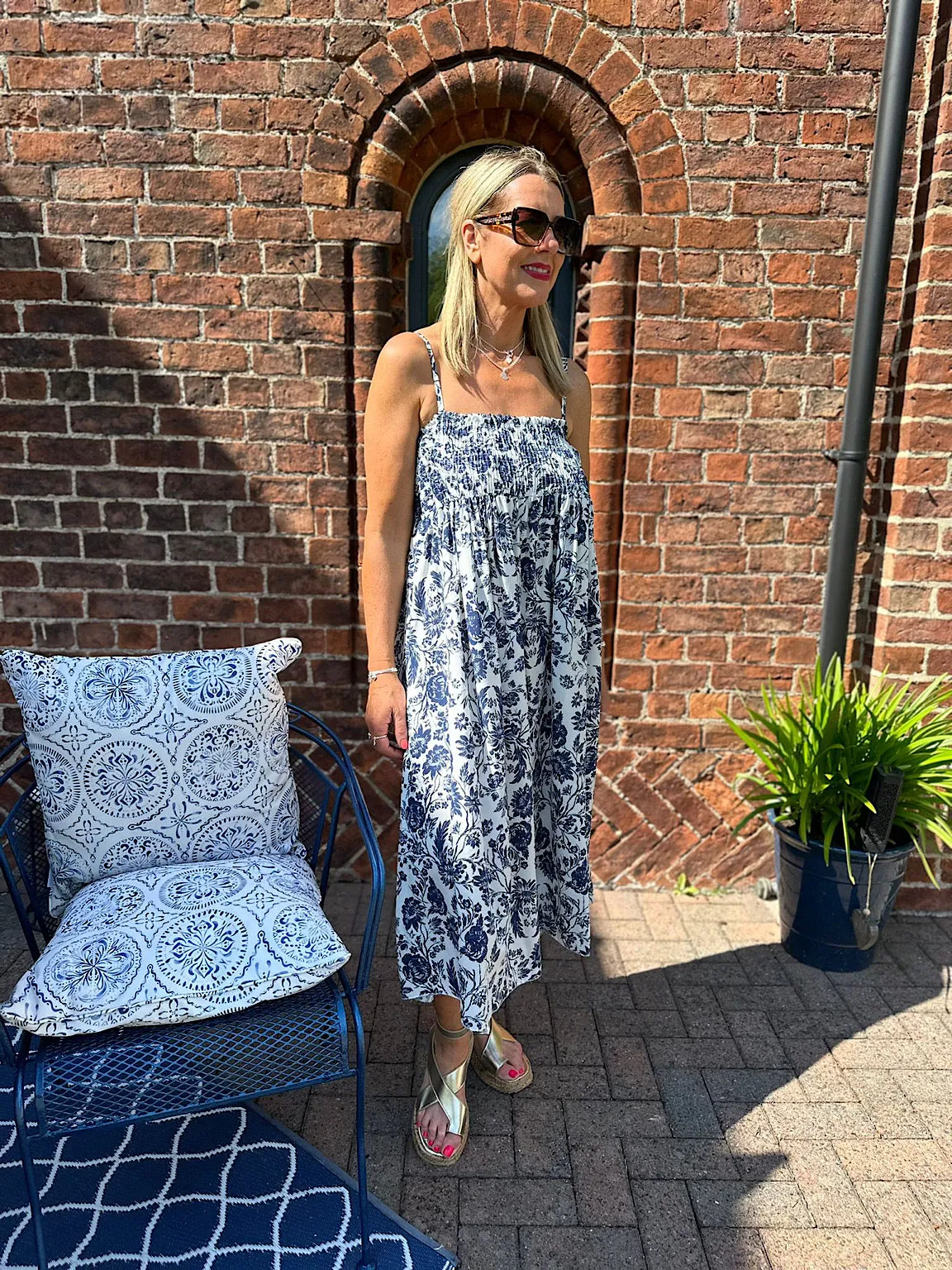 Davina Navy Nature Print Summer Dress