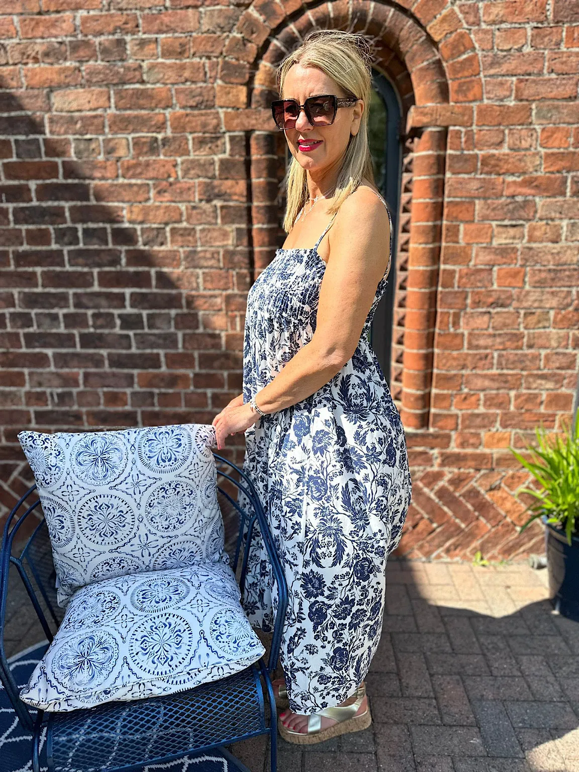 Davina Navy Nature Print Summer Dress