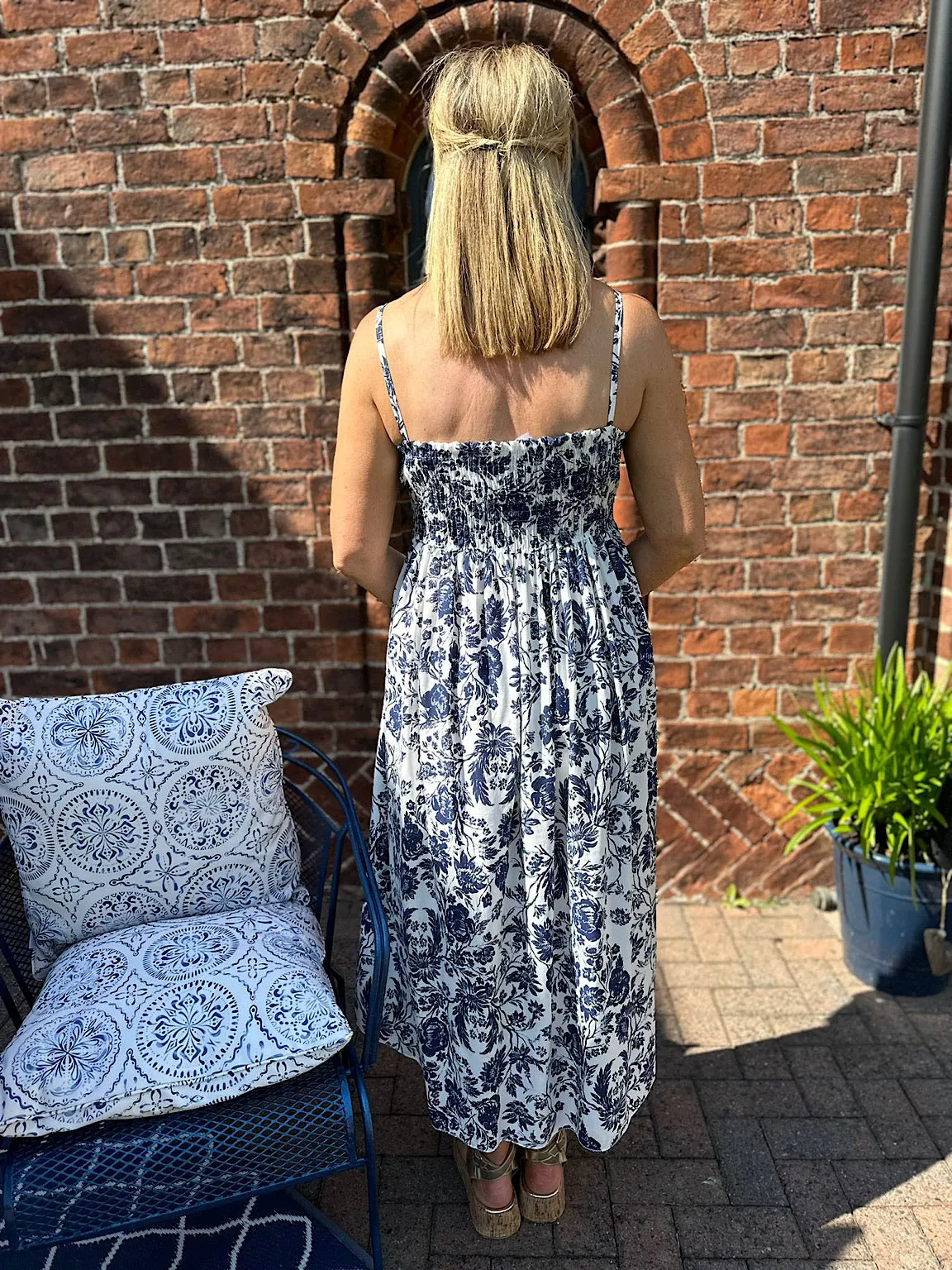 Davina Navy Nature Print Summer Dress