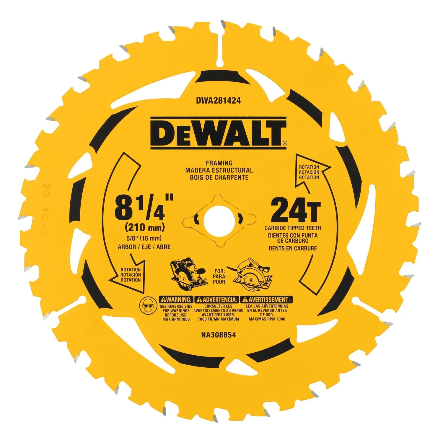 DeWalt DWA281424 8-1/4 in. 24T Carbide-Tipped Framing Saw Blade