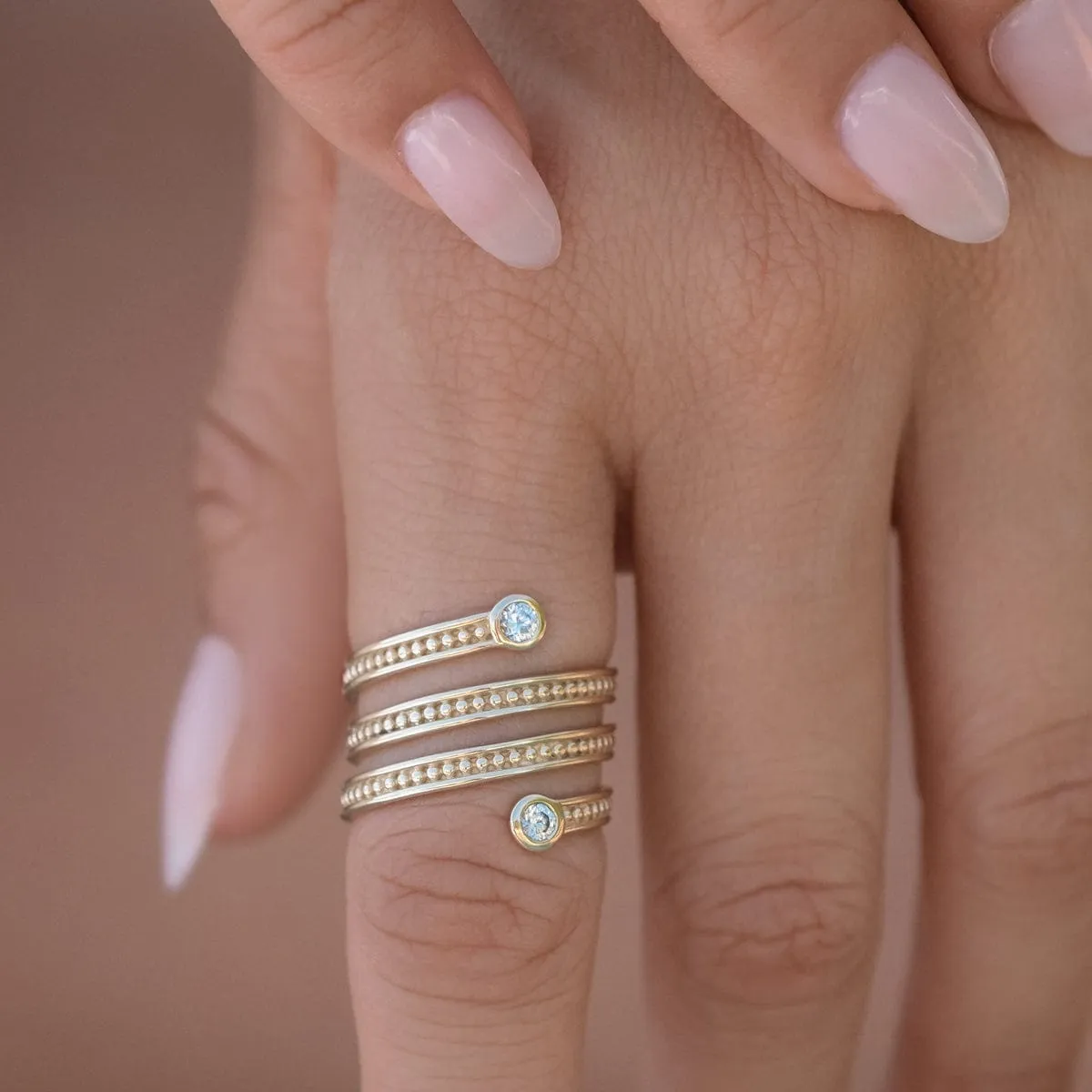 Diamond Beaded Wrap Ring