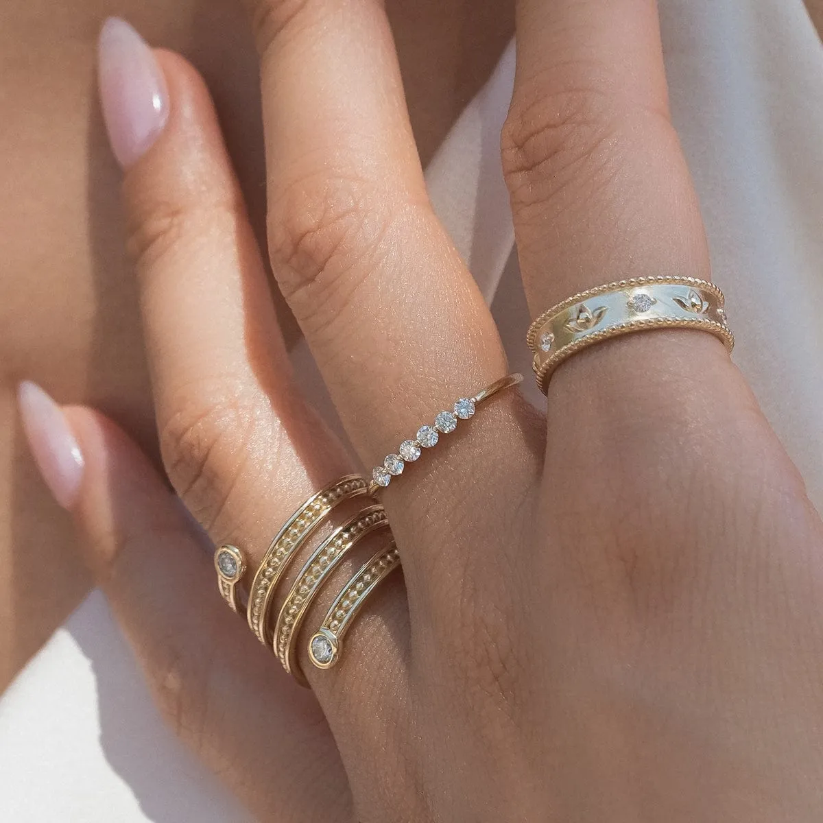 Diamond Beaded Wrap Ring