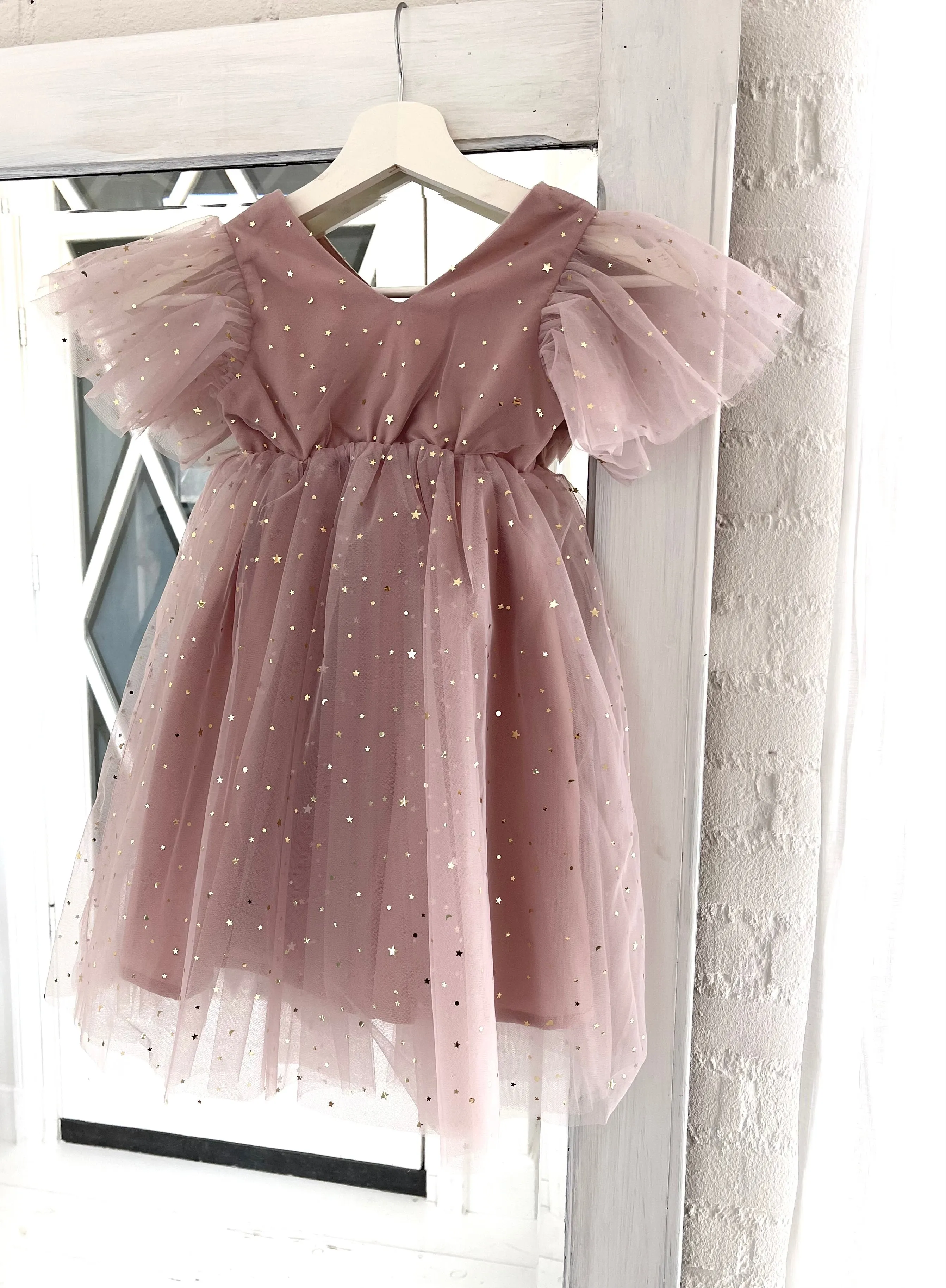 DOLLY STARS AND MOON TULLE PRINCESS DRESS dusty violet