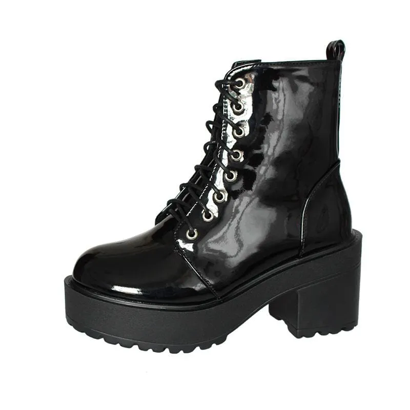 Edgy Gothic Faux Leather Zipper Boots