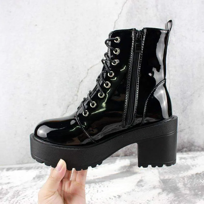 Edgy Gothic Faux Leather Zipper Boots