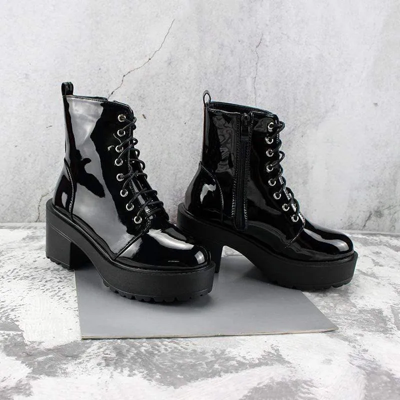 Edgy Gothic Faux Leather Zipper Boots