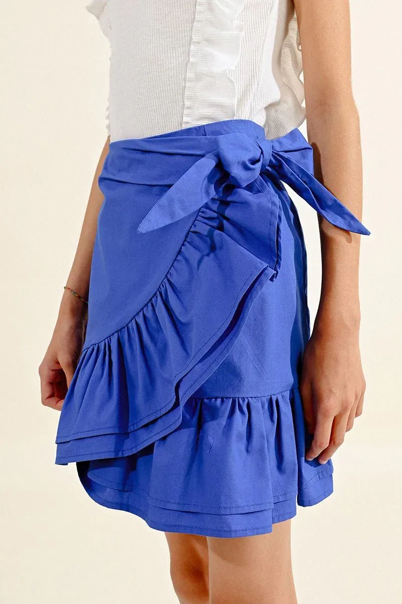 Electric Blue Asymmetrical Mini Skirt by Molly Bracken