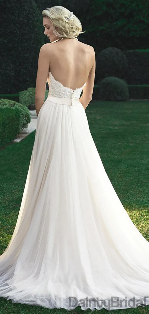 Elegant Sweetheart Tulle Train Wedding Dress