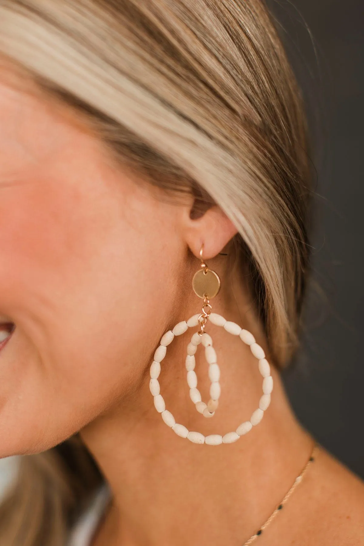 Just What I Needed Dangle Earrings- Cream