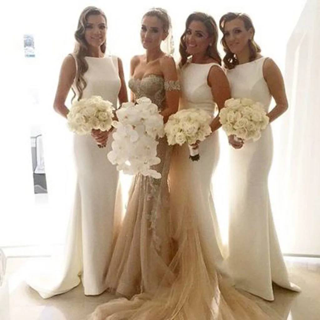 Elegant White Mermaid Bridesmaid Dress