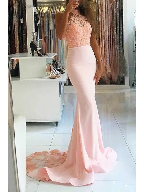 Chic Pink Mermaid Prom Dress