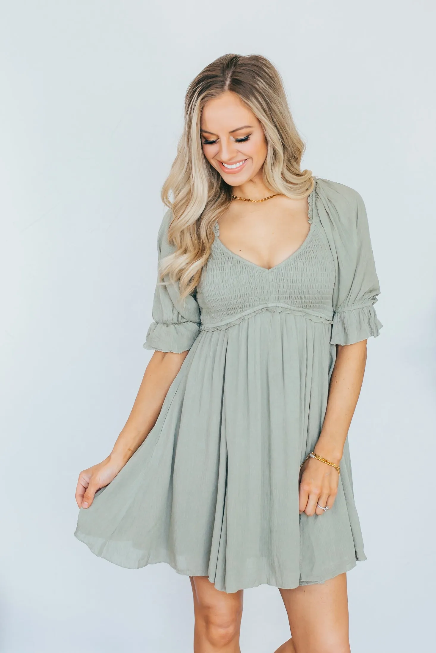 smocked bust dress