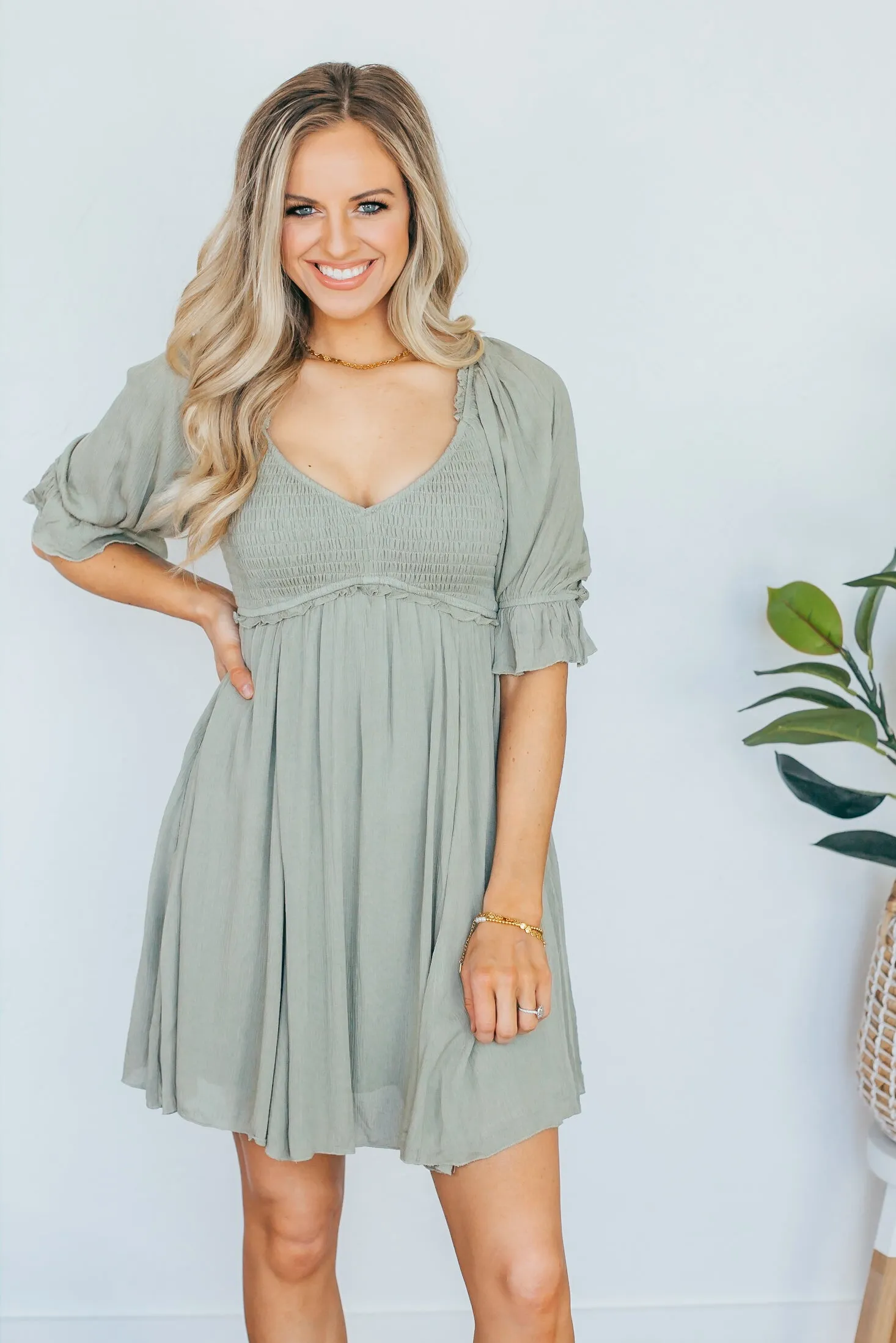 smocked bust dress