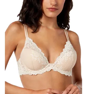 Wacoal Natural Nude/Ivory Plunge Contour Padded Underwire Bra - Embrace Lace