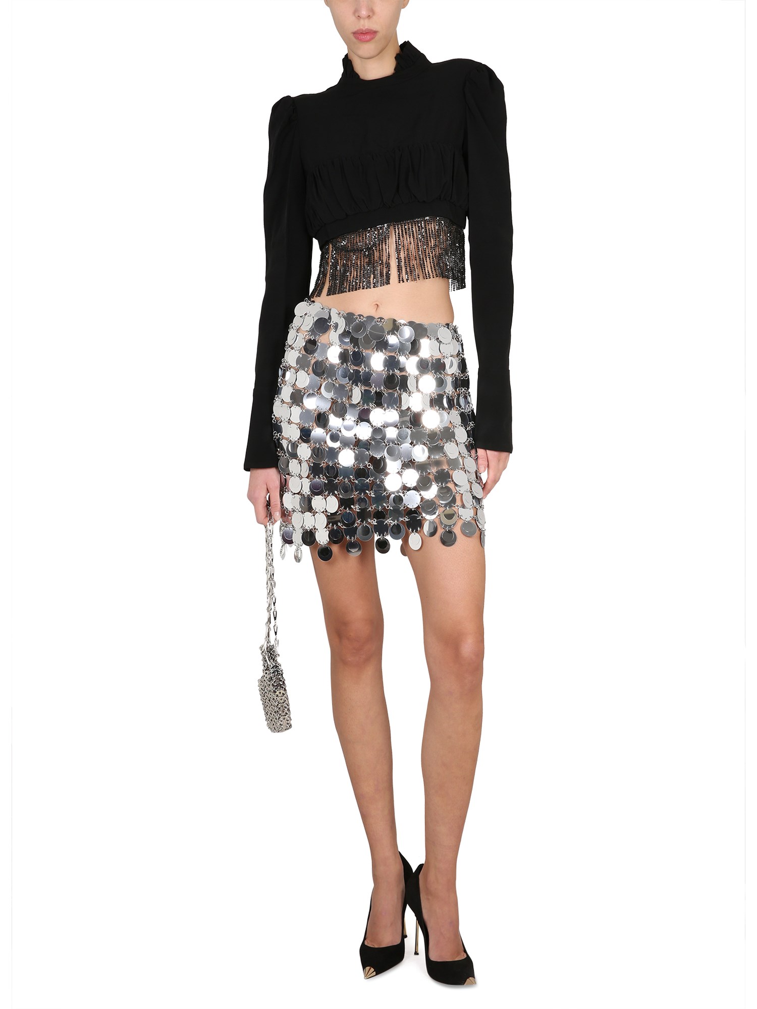 Stylish Acetate Fringed Crop Top by Paco Rabanne