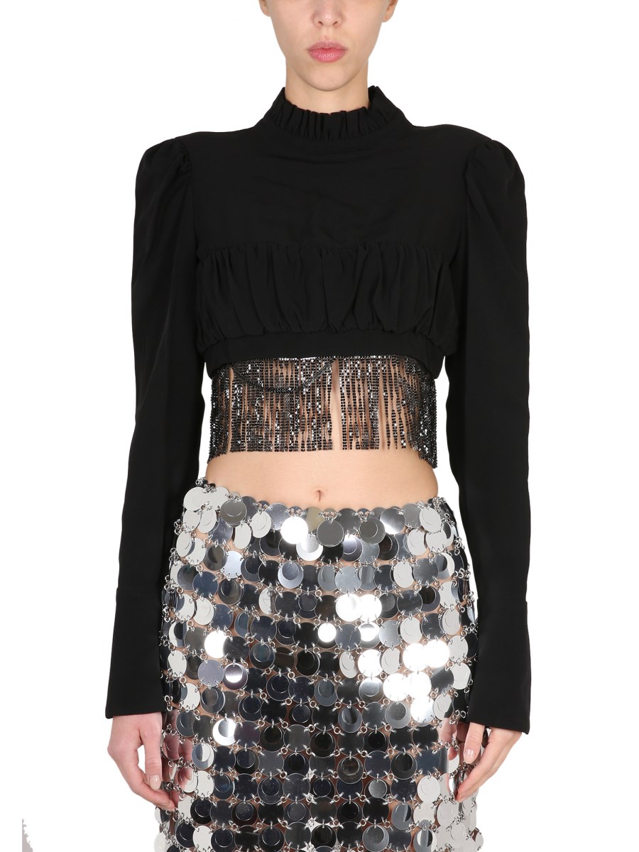 Stylish Acetate Fringed Crop Top by Paco Rabanne