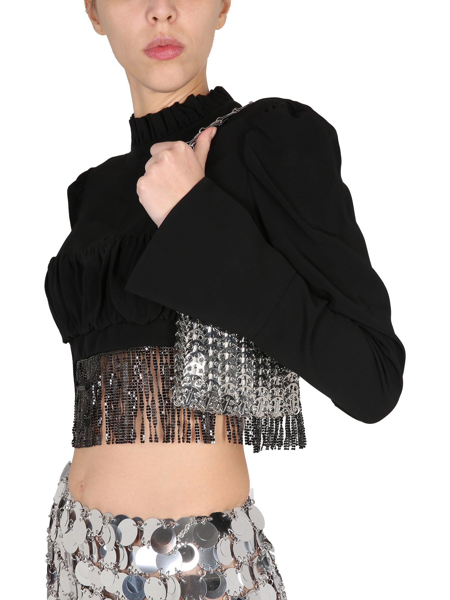 Stylish Acetate Fringed Crop Top by Paco Rabanne