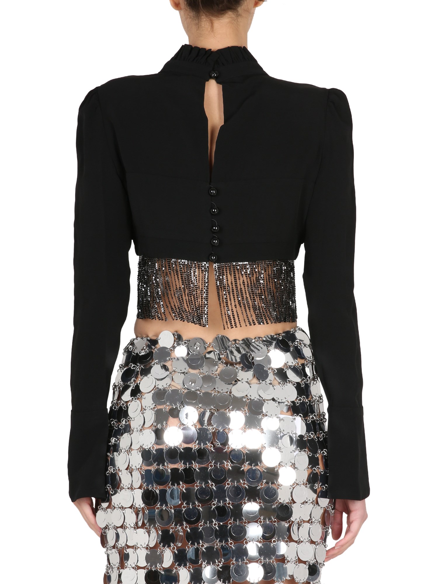 Stylish Acetate Fringed Crop Top by Paco Rabanne