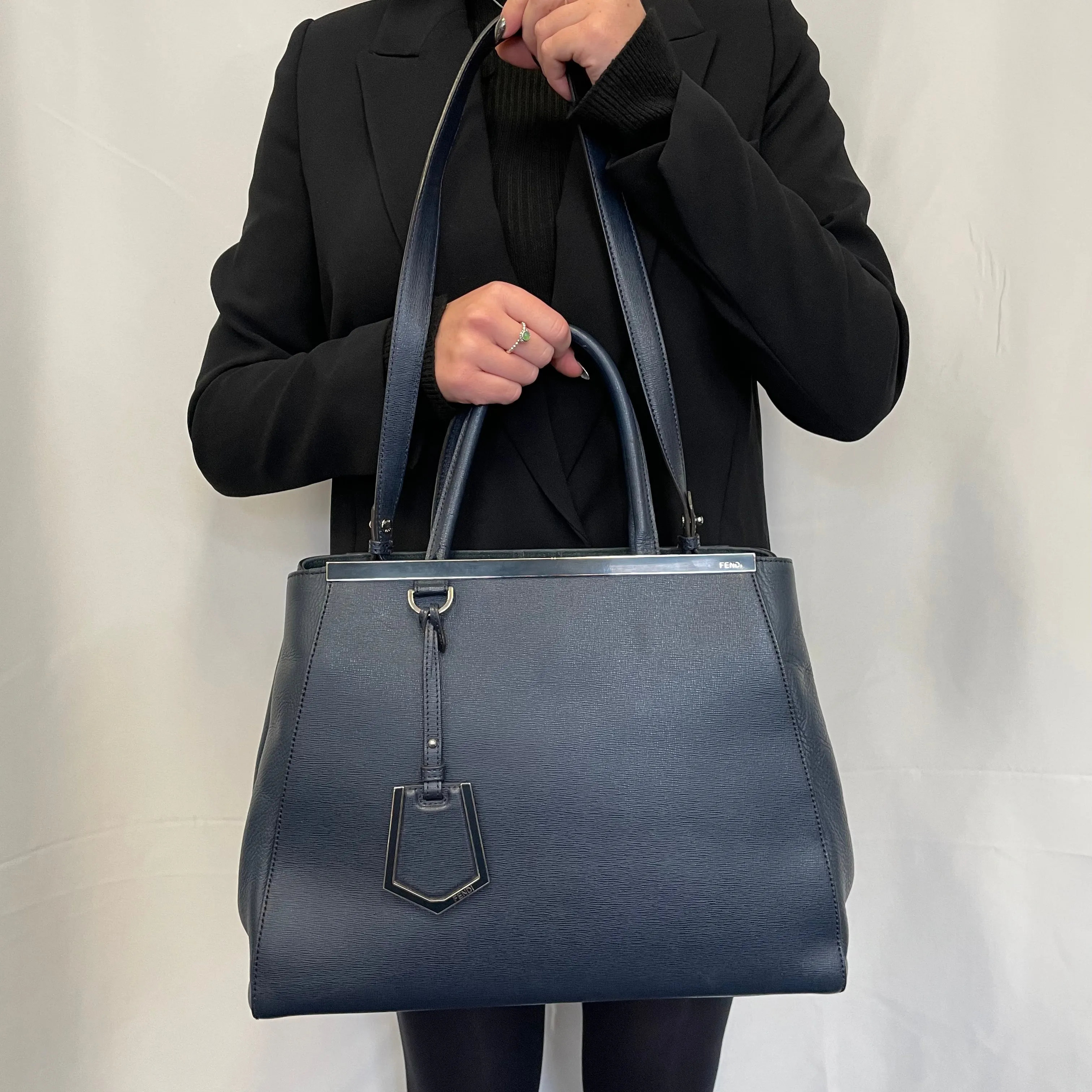 Blue Fendi Tote Bag with Shoulder Strap