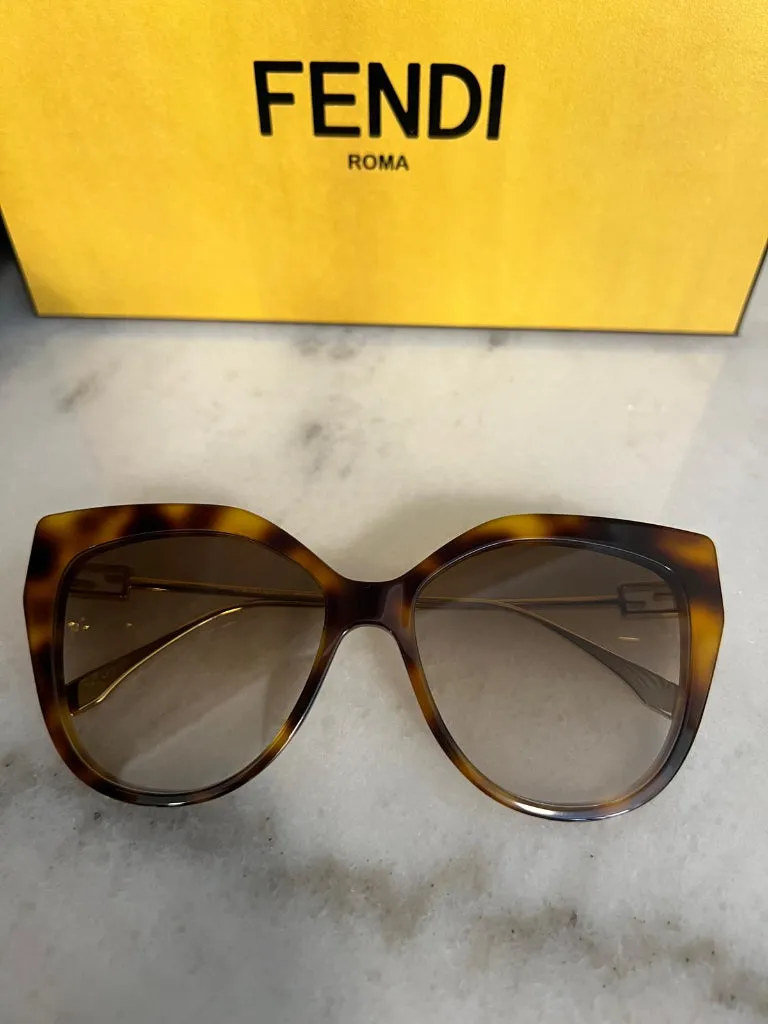 Fendi Tortoiseshell Sunglasses with Gold Temples (BNWT)