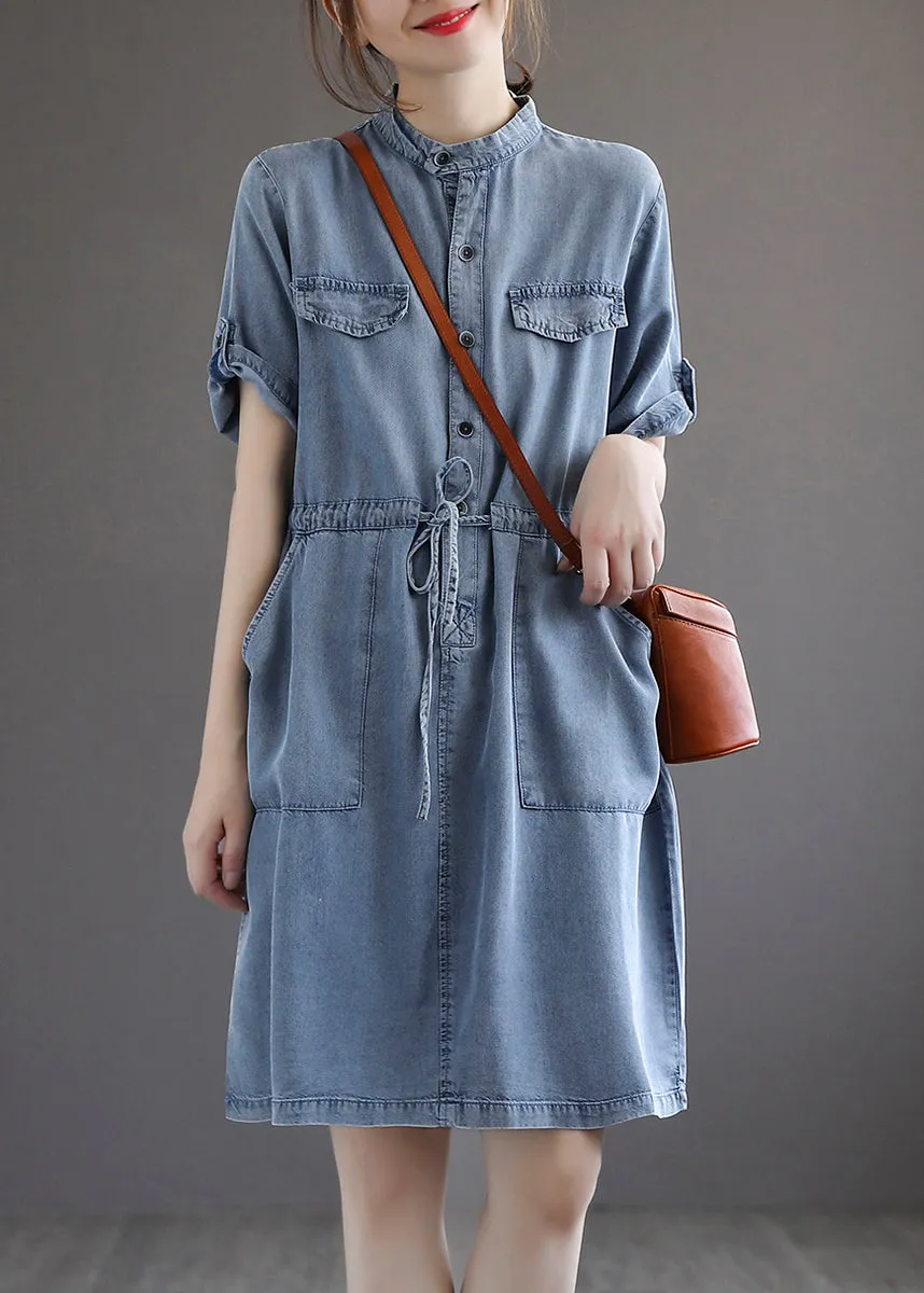 Summer French Blue Denim Dress