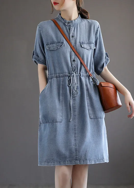 Summer French Blue Denim Dress