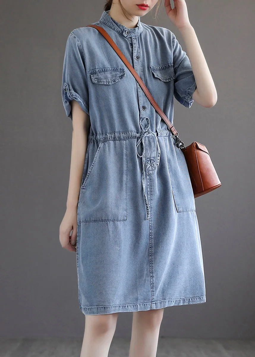 Summer French Blue Denim Dress