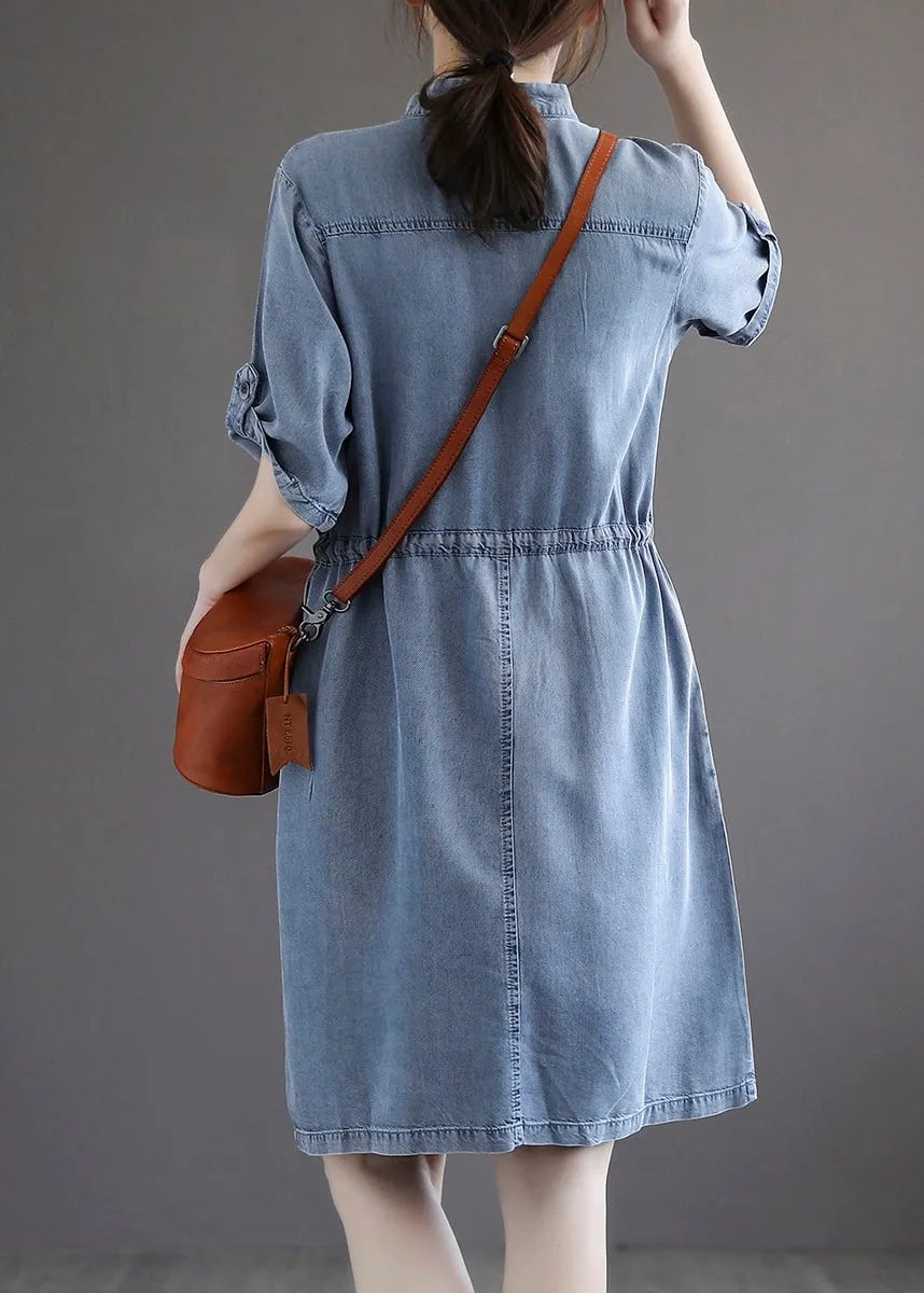 Summer French Blue Denim Dress