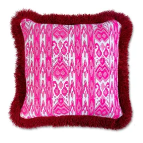 Poppy Fringe Blockprint Pillow