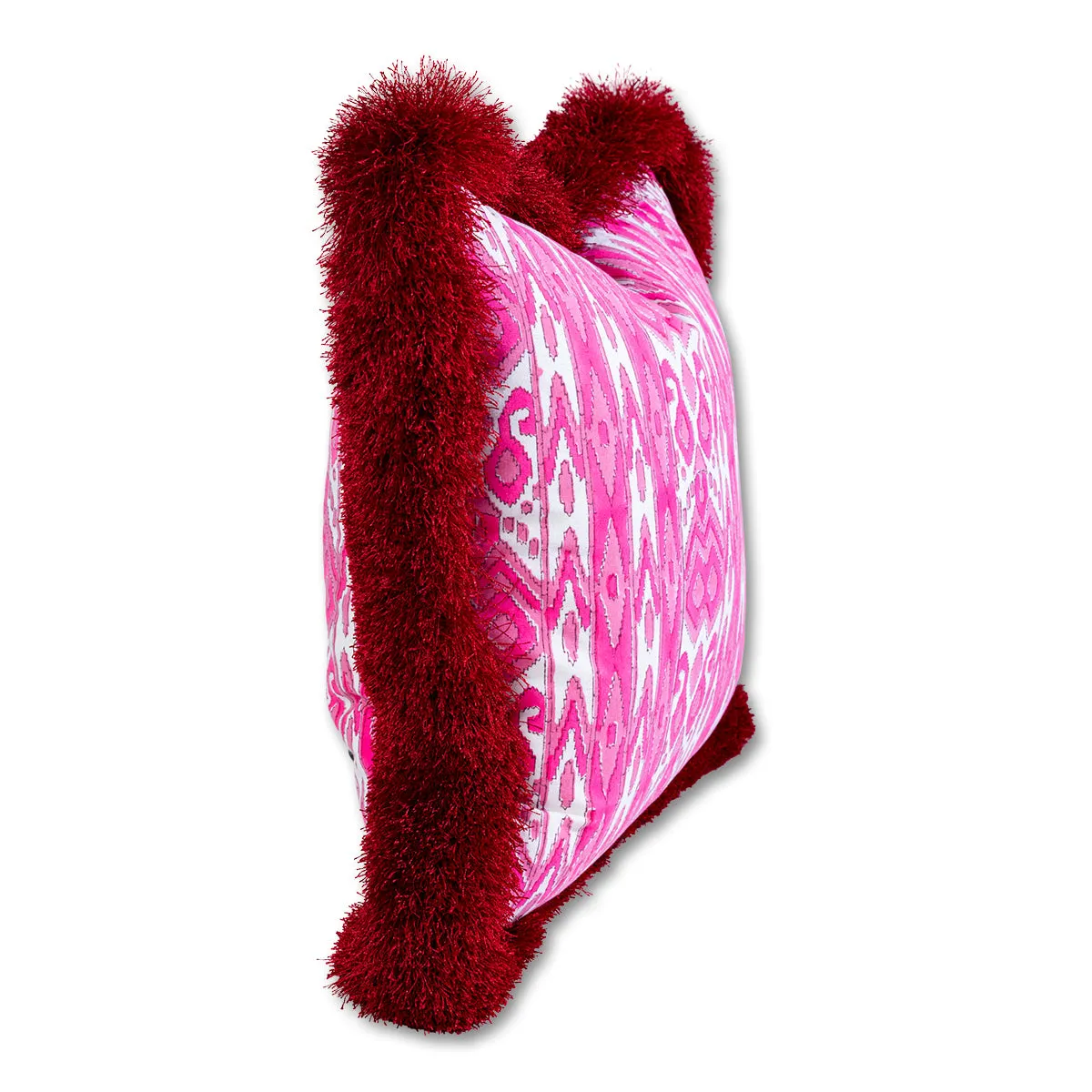 Poppy Fringe Blockprint Pillow