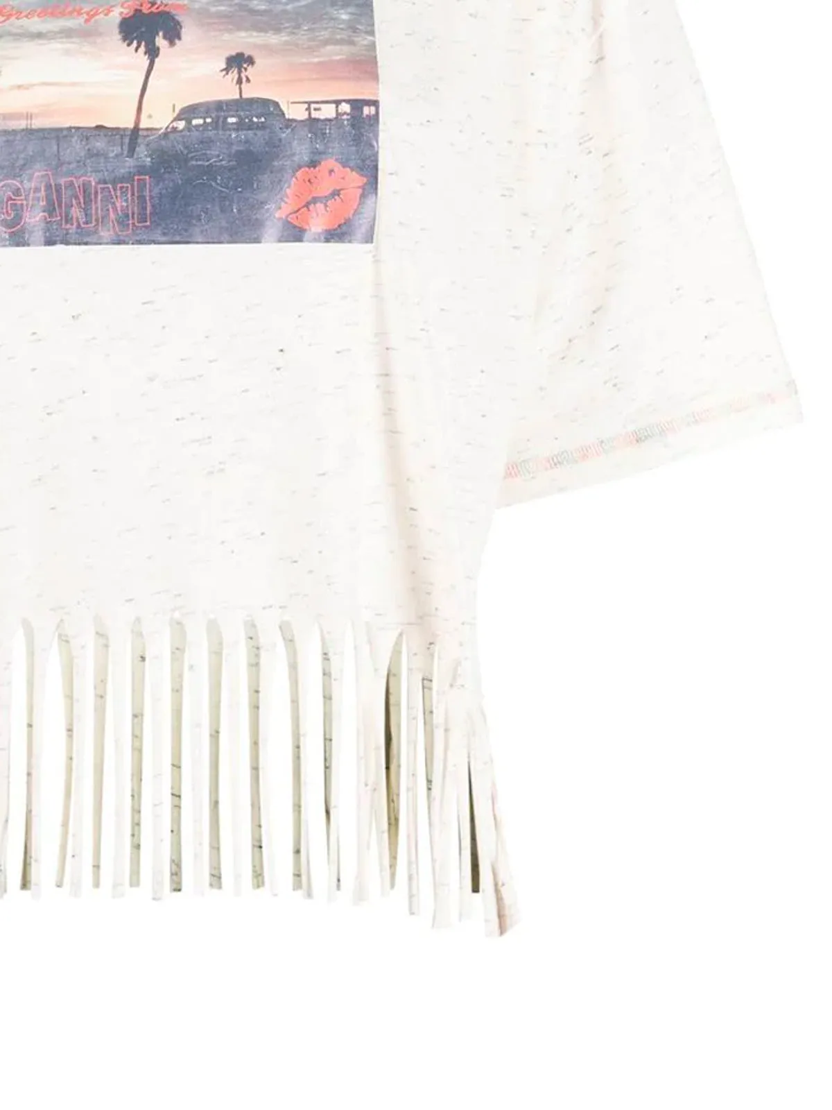 Ganni Fringed Cropped T-Shirt