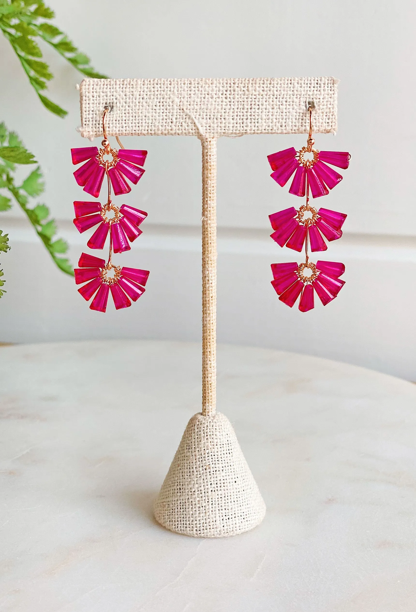 Gorgeous Sarah Drop Earrings in Fuchsia