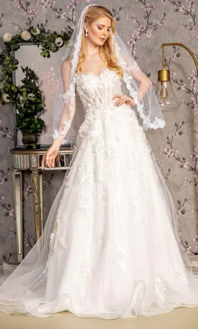 GLS by Gloria Bridal Side Capes A-Line Wedding Dress