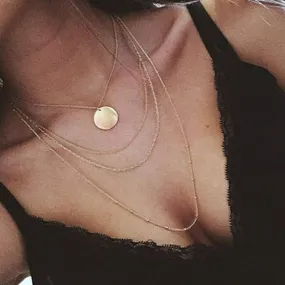 Long Gold Layered Necklace