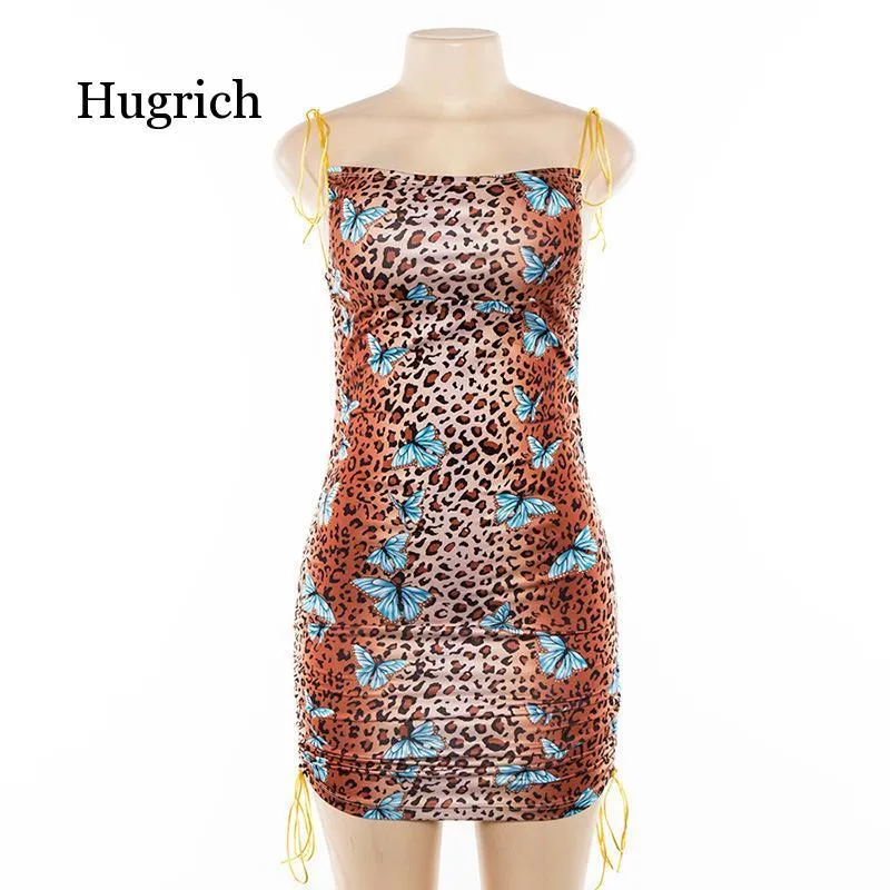 Leopard Print Bodycon Mini Dress with Backless Design and Slash Neck