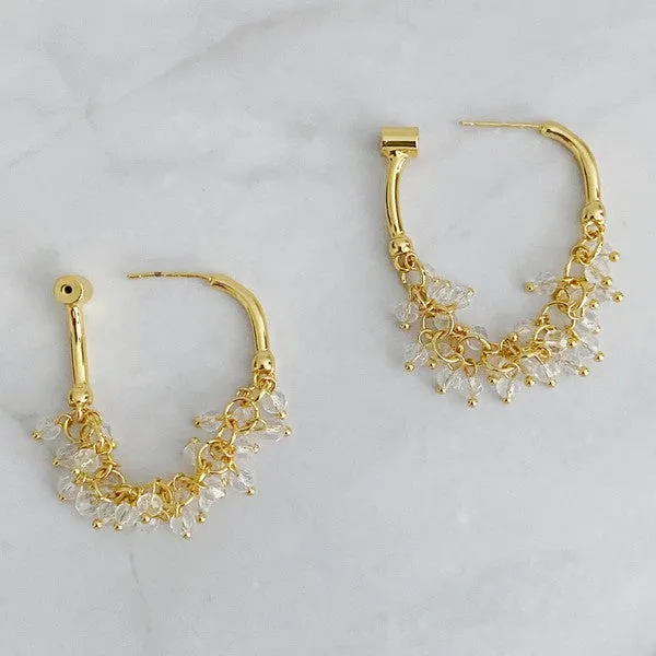 Acrylic Pearl Golden Hoop Earrings