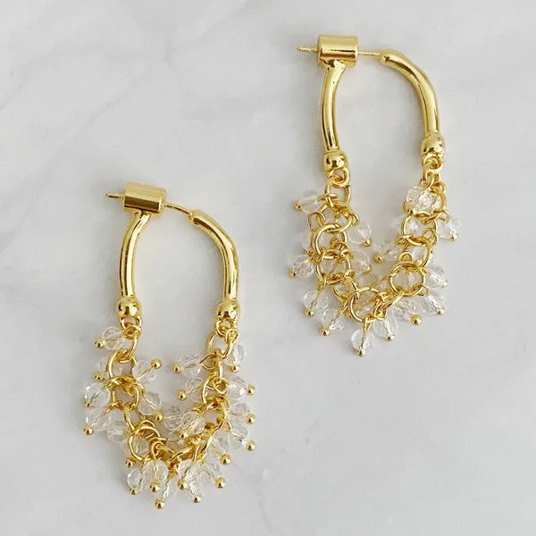 Acrylic Pearl Golden Hoop Earrings