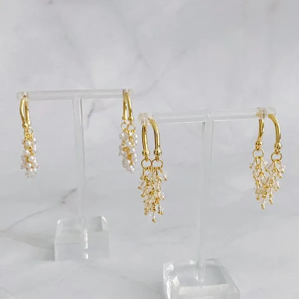 Acrylic Pearl Golden Hoop Earrings