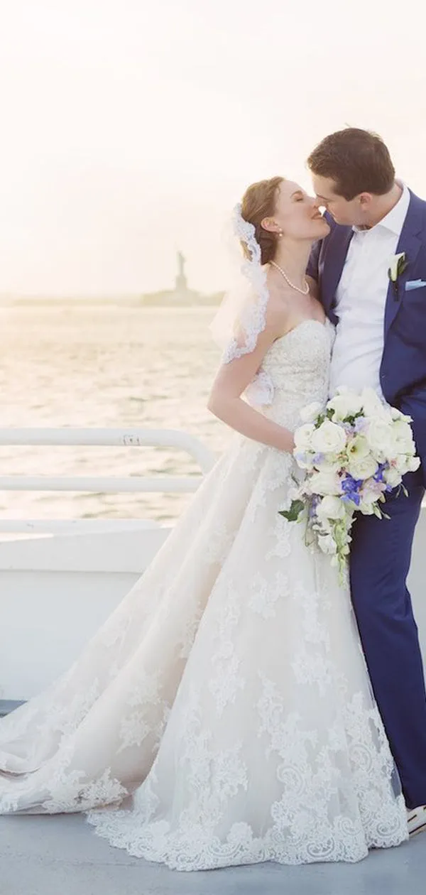 Ivory Lace Sequin Wedding Gown