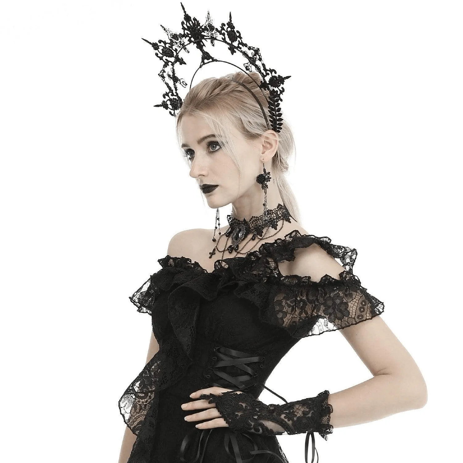 Gothic Floral Lace Gloves for Women