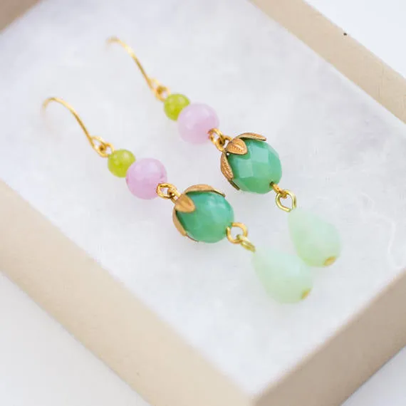 Green Beaded Earrings