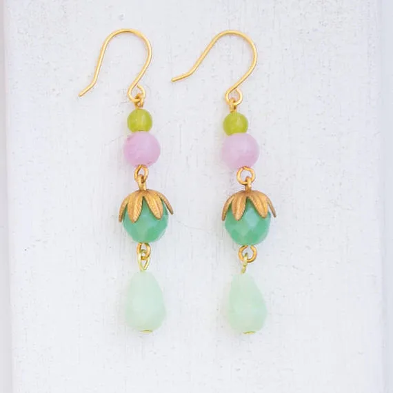 Green Beaded Earrings