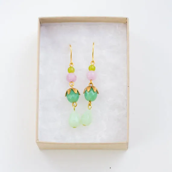 Green Beaded Earrings