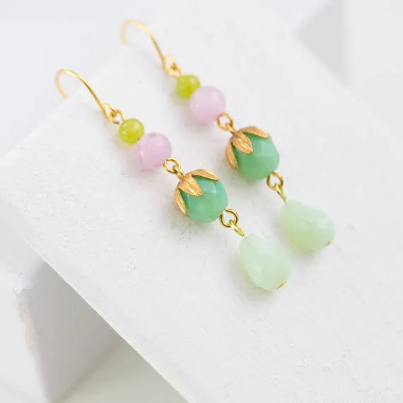 Green Beaded Earrings