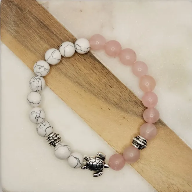 Healing Bracelet with Genuine Quartz and Turtle